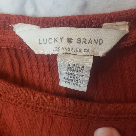LUCKY BRAND Rust Square Neckline Top Medium - Picture 4 of 6